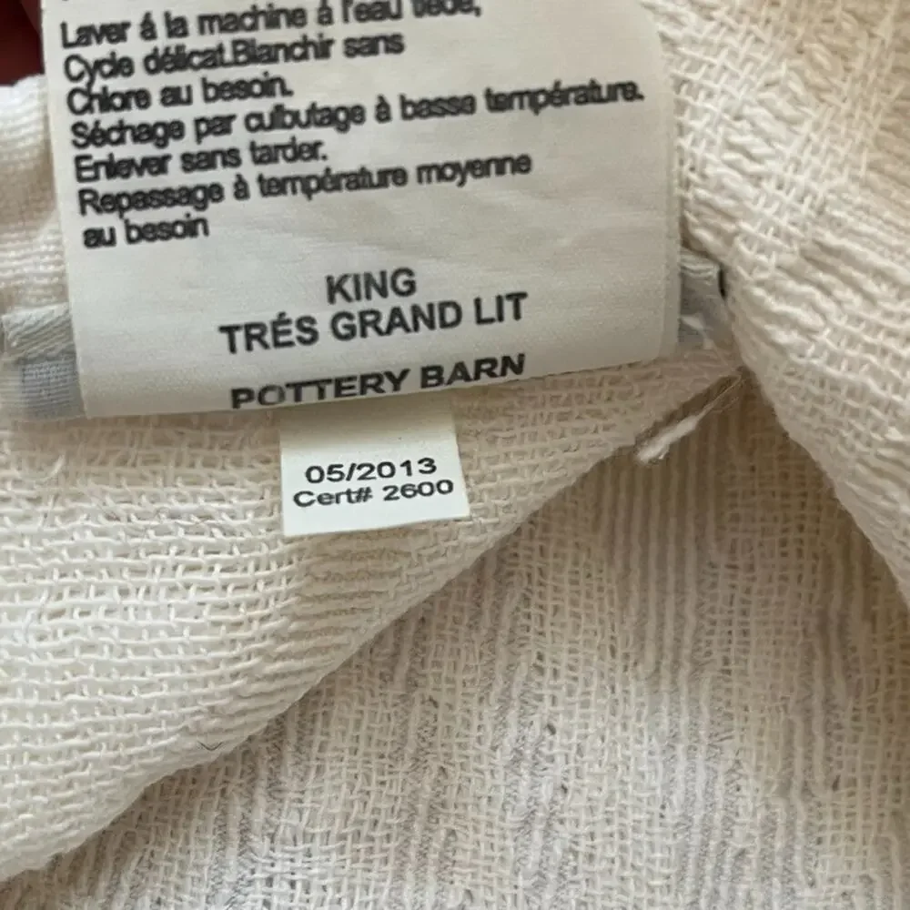 Pottery Barn Matelasse Euro & King Pillow Sham Cotton Ivory Textured